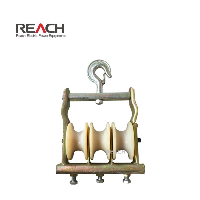 3 wheels conductor stringing pulley block